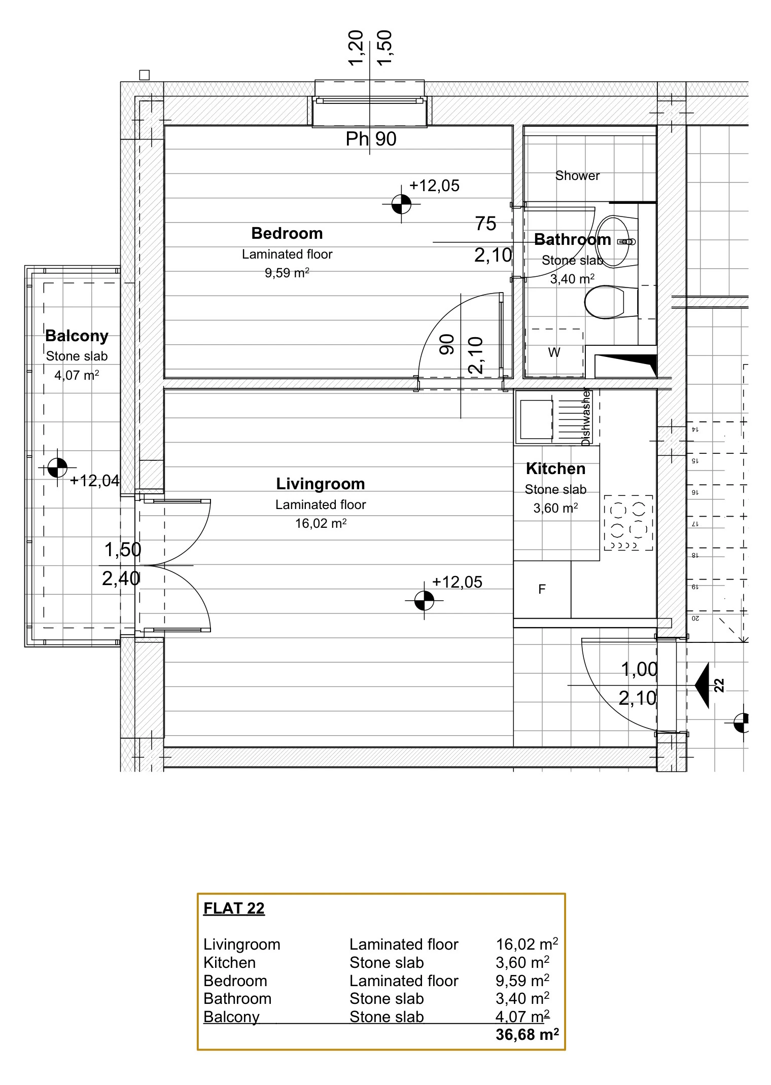 Floor plan of apartment 4-22