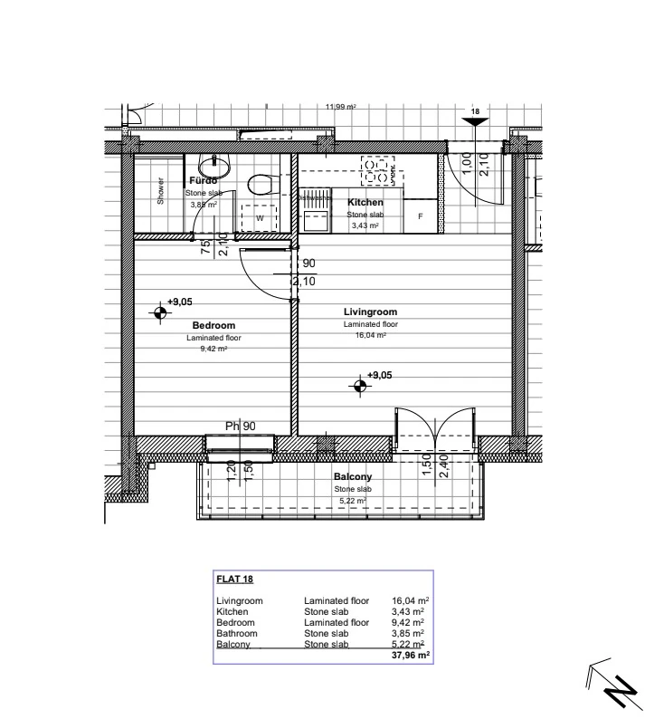 Floor plan of apartment 1-04