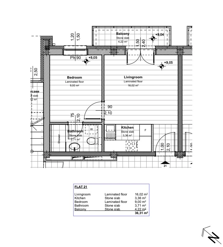Floor plan of apartment 1-07