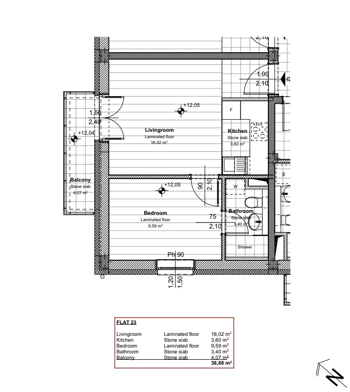 Floor plan of apartment 1-02