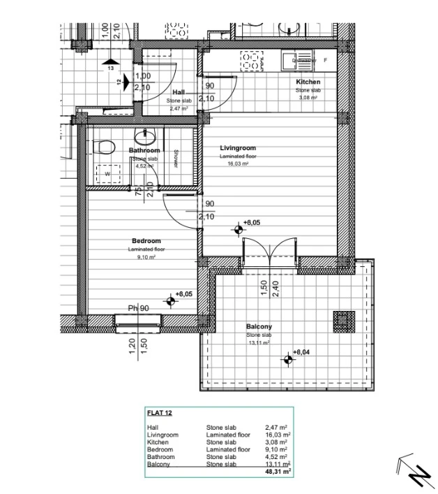 Floor plan of apartment 1-05