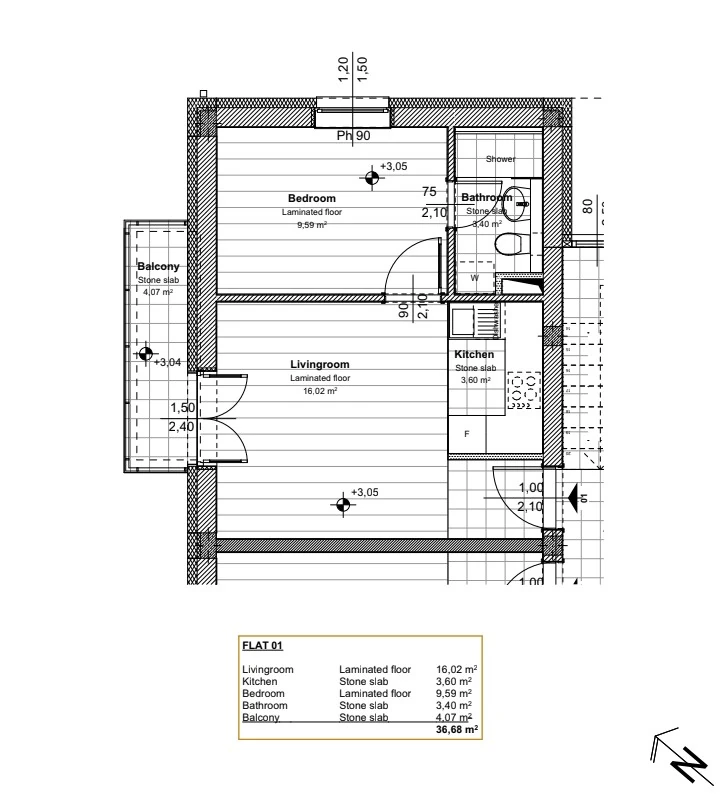 Floor plan of apartment 1-01