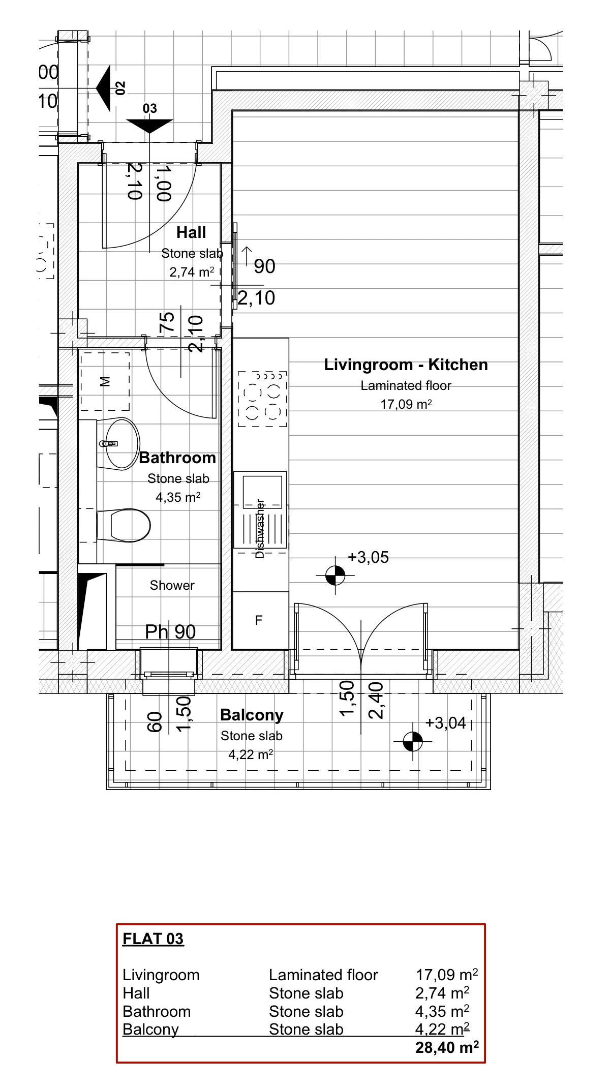 Floor plan of apartment 1-03